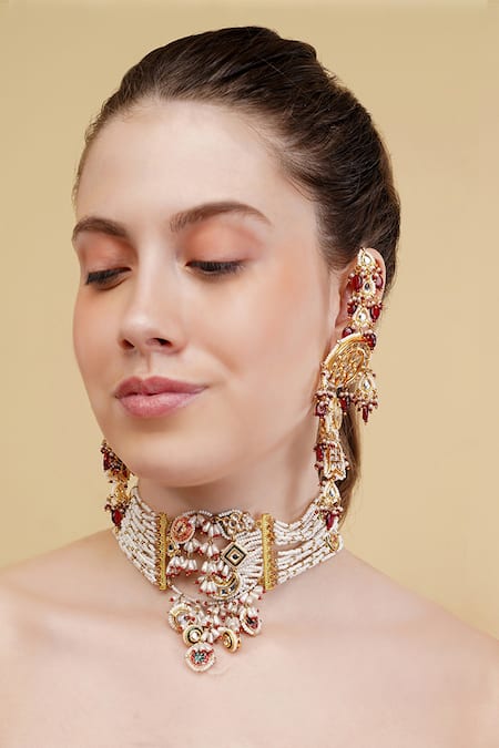 Buy Dugran By Dugristyle Multi Color Crystals, Stones Khoon Sa Rang Drop Earrings Buy_Dugran By Dugristyle_Multi Color Crystals, Stones Khoon Sa Rang Drop Earrings