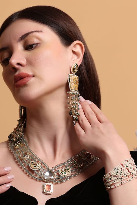 Shop Dugran By Dugristyle Red Beads Rangon Ki Rani Bracelet at Aza Fashions Shop_Dugran By Dugristyle_Red Beads Rangon Ki Rani Bracelet _at_Aza_Fashions