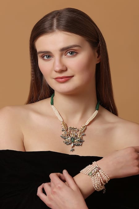 Buy_Dugran By Dugristyle_Multi Color Imitation Gemstones Jhalak-e-gulabi Bracelets 