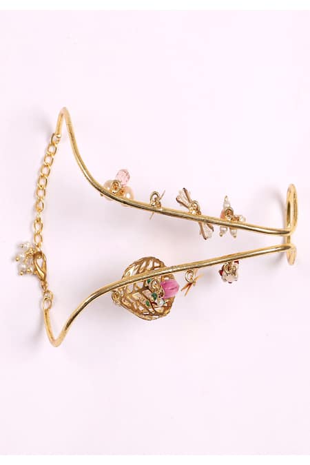 Buy_Dugran By Dugristyle_Gold Plated Beads, Stones Chamakti Zindagi Bracelet _Online_at_Aza_Fashions