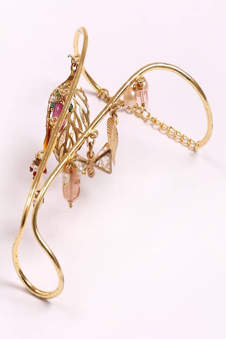 Shop_Dugran By Dugristyle_Gold Plated Beads, Stones Chamakti Zindagi Bracelet _Online_at_Aza_Fashions