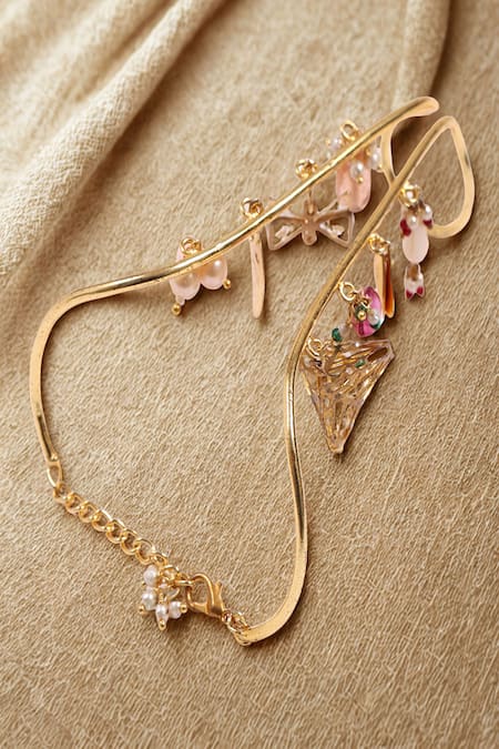 Dugran By Dugristyle Gold Plated Beads, Stones Chamakti Zindagi Bracelet 