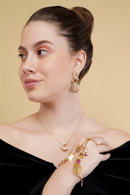 Buy_Dugran By Dugristyle_Gold Plated Beads, Stones Chamakti Zindagi Bracelet 