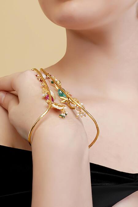 Dugran By Dugristyle_Pink Imitation Gemstones Sona Pari Bracelet _Online_at_Aza_Fashions