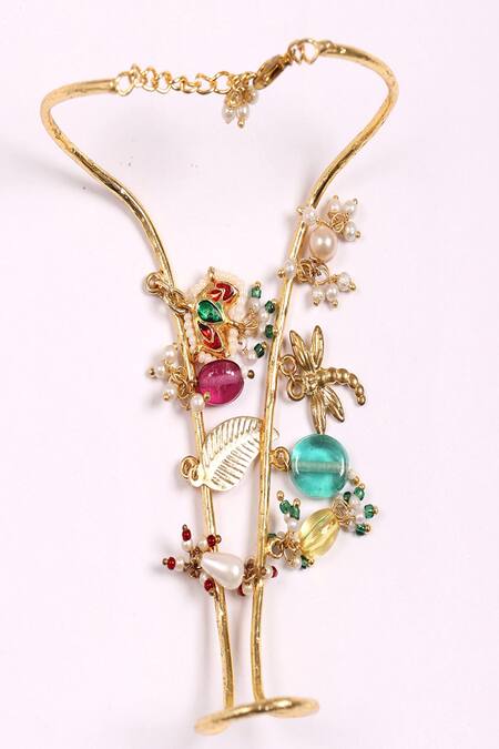 Dugran By Dugristyle_Pink Imitation Gemstones Sona Pari Bracelet _at_Aza_Fashions