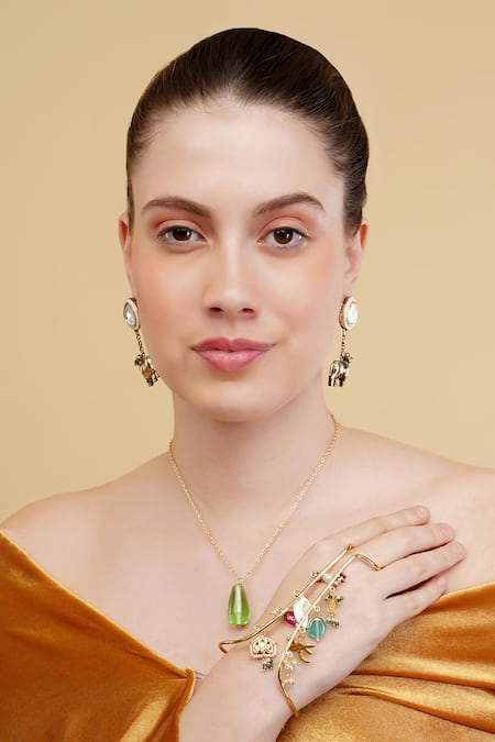 Buy_Dugran By Dugristyle_Pink Imitation Gemstones Sona Pari Bracelet 