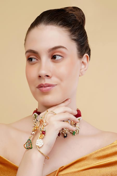 Dugran By Dugristyle_Gold Plated Pearls Aasmaani Jhalak Bracelet _Online_at_Aza_Fashions