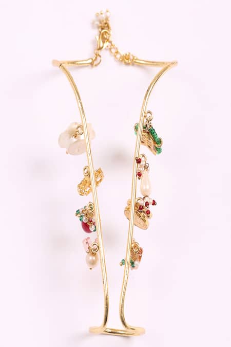 Buy_Dugran By Dugristyle_Gold Plated Pearls Aasmaani Jhalak Bracelet _Online_at_Aza_Fashions