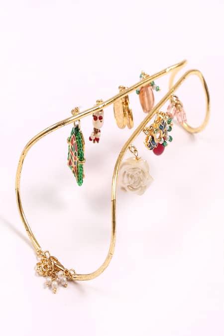 Shop_Dugran By Dugristyle_Gold Plated Pearls Aasmaani Jhalak Bracelet _Online_at_Aza_Fashions