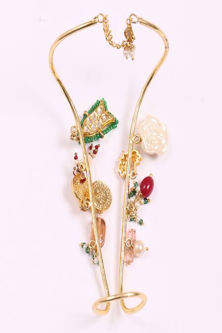 Dugran By Dugristyle_Gold Plated Pearls Aasmaani Jhalak Bracelet _at_Aza_Fashions