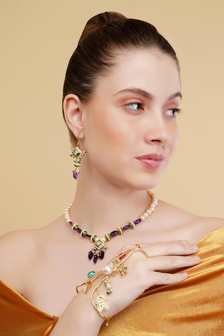 Shop_Dugran By Dugristyle_Imitation Gemstones Hara Rang Bracelet _at_Aza_Fashions