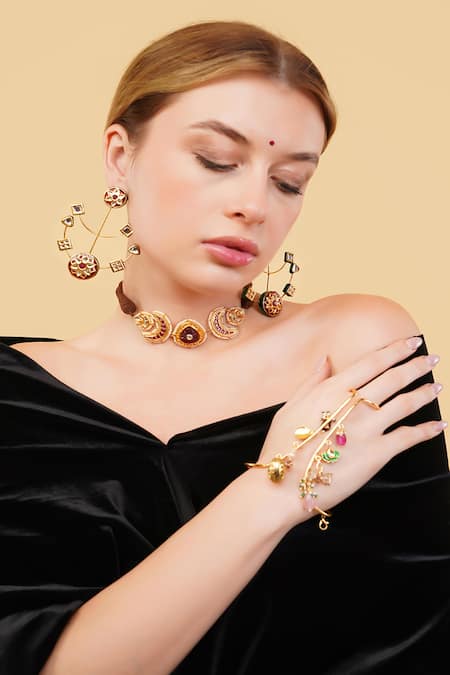 Shop_Dugran By Dugristyle_Aqua Sunehri Lagan Bracelet _at_Aza_Fashions