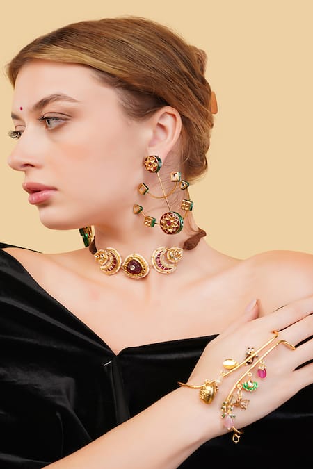 Dugran By Dugristyle_Aqua Sunehri Lagan Bracelet _at_Aza_Fashions