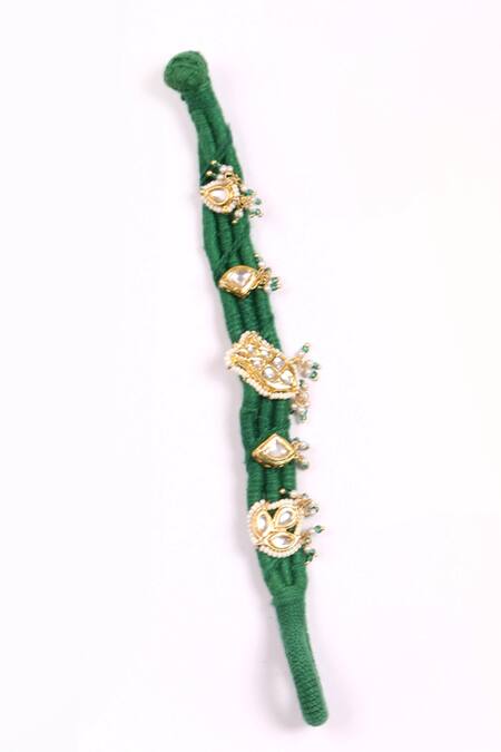 Shop_Dugran By Dugristyle_Green Imitation Gemstones Sabz Gehna Bracelet _Online_at_Aza_Fashions