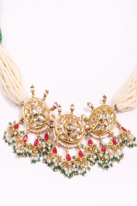 Buy_Dugran By Dugristyle_Green Sabz Roshni Choker _Online_at_Aza_Fashions