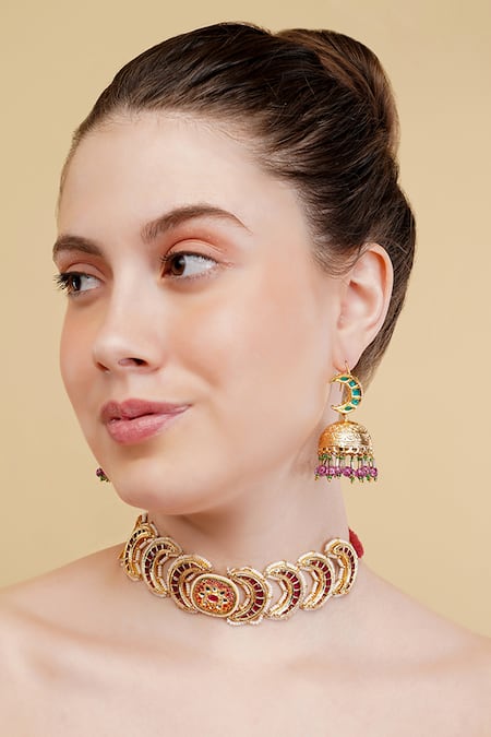 Dugran By Dugristyle_Multi Color Rang-e-ishq Choker _at_Aza_Fashions