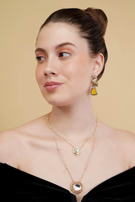 Buy_Dugran By Dugristyle_Gold Plated Roop Ki Roshni Necklace _Online_at_Aza_Fashions