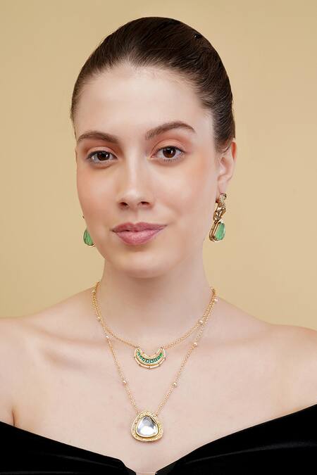 Buy_Dugran By Dugristyle_Green Hara Tilsam Necklace _Online_at_Aza_Fashions