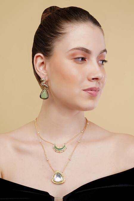 Shop_Dugran By Dugristyle_Green Hara Tilsam Necklace _Online_at_Aza_Fashions