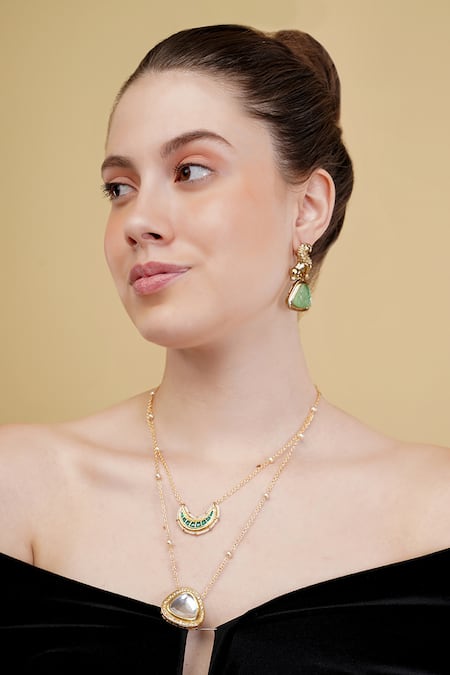 Shop_Dugran By Dugristyle_Green Hara Tilsam Necklace _at_Aza_Fashions