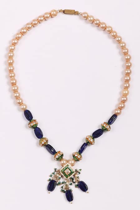 Dugran By Dugristyle Blue Lehrata Neela Necklace Online at Aza Fashions Dugran By Dugristyle_Blue Lehrata Neela Necklace _Online_at_Aza_Fashions