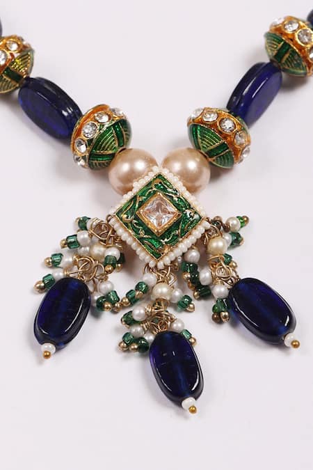 Shop Dugran By Dugristyle Blue Lehrata Neela Necklace Online at Aza Fashions Shop_Dugran By Dugristyle_Blue Lehrata Neela Necklace _Online_at_Aza_Fashions