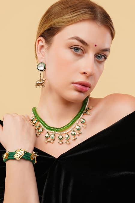 Shop Dugran By Dugristyle Multi Color Hari Zameen Necklace at Aza Fashions Shop_Dugran By Dugristyle_Multi Color Hari Zameen Necklace _at_Aza_Fashions