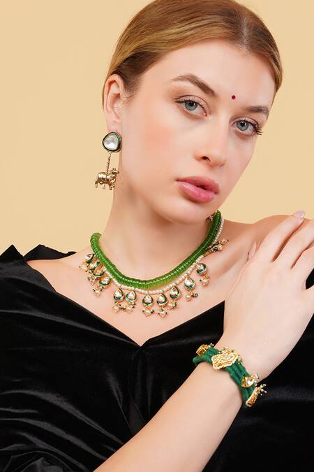 Buy Dugran By Dugristyle Multi Color Hari Zameen Necklace Online at Aza Fashions Buy_Dugran By Dugristyle_Multi Color Hari Zameen Necklace _Online_at_Aza_Fashions