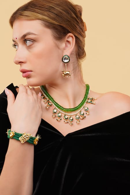 Shop Dugran By Dugristyle Multi Color Hari Zameen Necklace Online at Aza Fashions Shop_Dugran By Dugristyle_Multi Color Hari Zameen Necklace _Online_at_Aza_Fashions