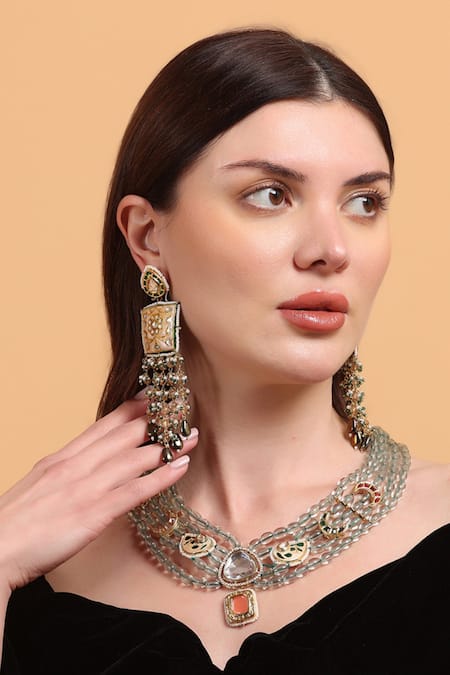 Shop Dugran By Dugristyle Green Sabz Umeed Necklace Online at Aza Fashions Shop_Dugran By Dugristyle_Green Sabz Umeed Necklace _Online_at_Aza_Fashions