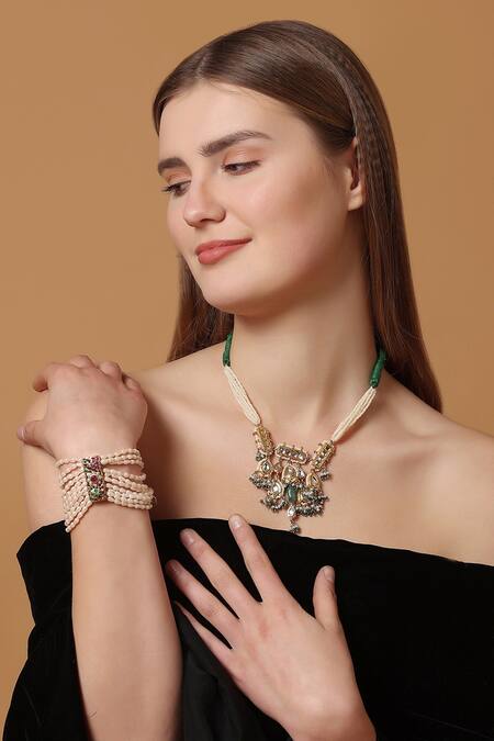 Buy Dugran By Dugristyle Multi Color Hari Shaam Necklace Buy_Dugran By Dugristyle_Multi Color Hari Shaam Necklace