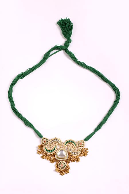 Dugran By Dugristyle Green Sabz Nazara Necklace Online at Aza Fashions Dugran By Dugristyle_Green Sabz Nazara Necklace _Online_at_Aza_Fashions