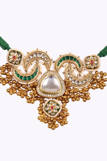 Dugran By Dugristyle Green Sabz Nazara Necklace at Aza Fashions Dugran By Dugristyle_Green Sabz Nazara Necklace _at_Aza_Fashions