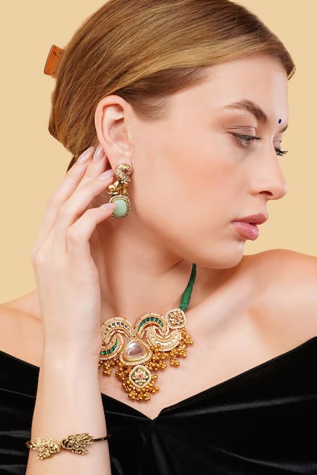 Buy Dugran By Dugristyle Green Sabz Nazara Necklace Buy_Dugran By Dugristyle_Green Sabz Nazara Necklace