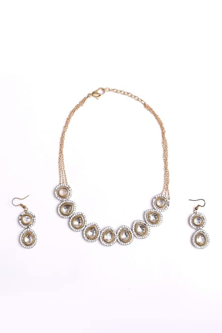 Dugran By Dugristyle Gold Plated Stones Sona Sa Asar Necklace With Earring Online at Aza Fashions Dugran By Dugristyle_Gold Plated Stones Sona Sa Asar Necklace With Earring _Online_at_Aza_Fashions