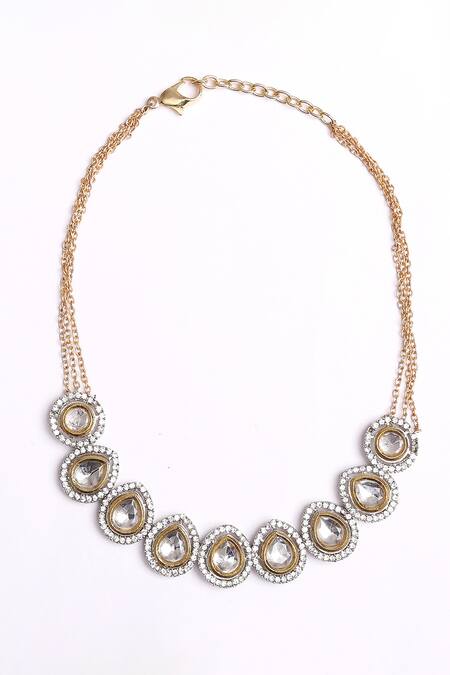 Shop Dugran By Dugristyle Gold Plated Stones Sona Sa Asar Necklace With Earring Shop_Dugran By Dugristyle_Gold Plated Stones Sona Sa Asar Necklace With Earring