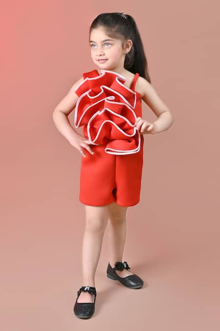 Toplove Red Neoprene Fan Playsuit 