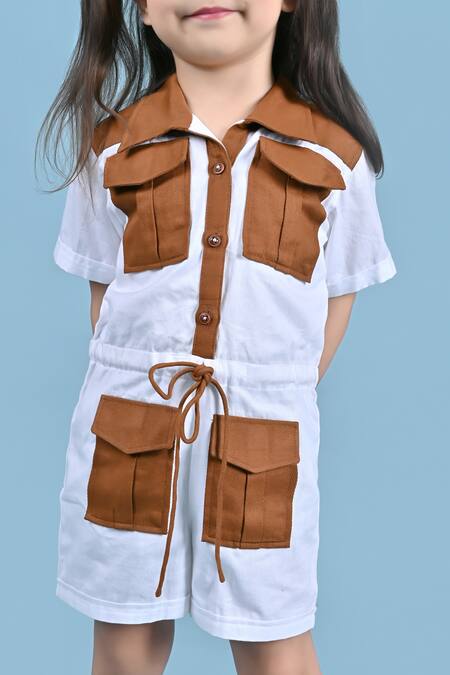 Buy Toplove White Twill Colorblock Playsuit Online at Aza Fashions Buy_Toplove_White Twill Colorblock Playsuit _Online_at_Aza_Fashions