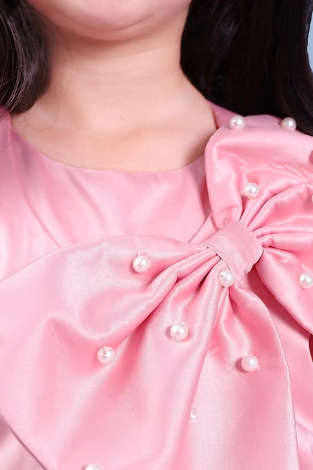 Toplove_Pink Pearls My Big Bow Dress _Online_at_Aza_Fashions