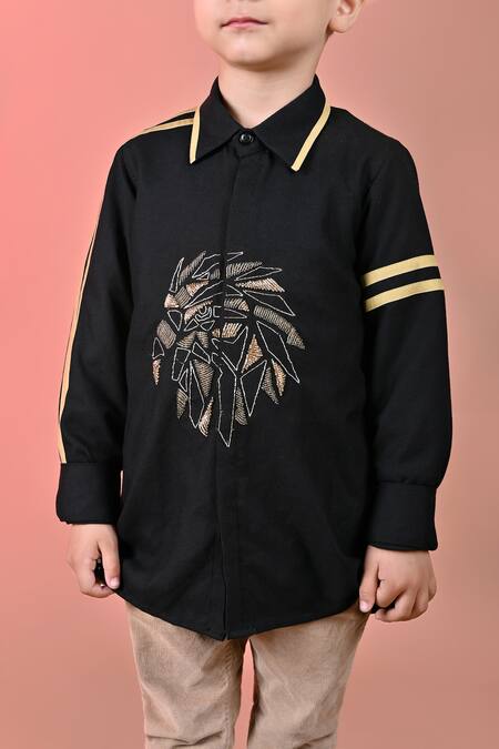 Buy Toplove Black Cotton Embroidery Eagle Shirt Online at Aza Fashions Buy_Toplove_Black Cotton Embroidery Eagle Shirt _Online_at_Aza_Fashions