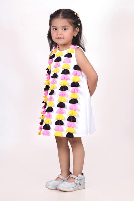 Shop_Toplove_Multi Color Neoprene Fabric Flowers Multicolor Petal Dress _at_Aza_Fashions