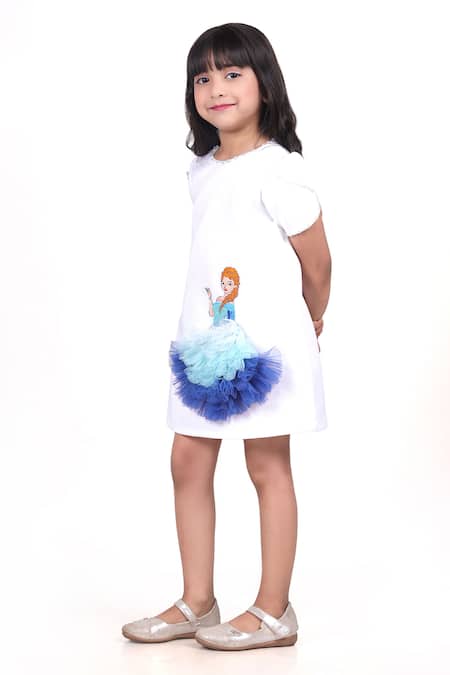 Toplove_White Neoprene Crystals A-line Elsa Dress _Online_at_Aza_Fashions