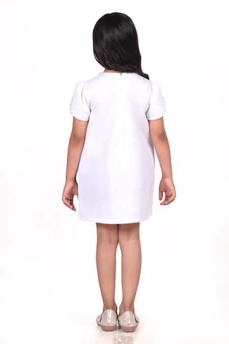 Shop_Toplove_White Neoprene Crystals A-line Elsa Dress _at_Aza_Fashions
