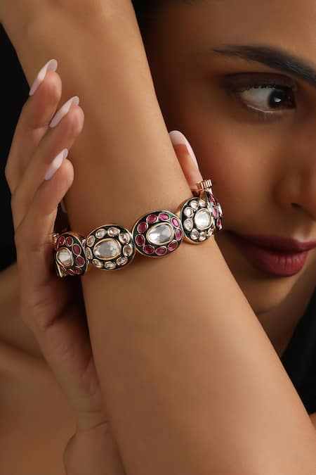 Swabhimann Multi Color Multicolour Polki Kada 