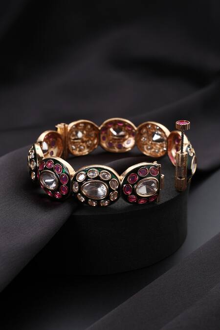 Swabhimann_Multi Color Multicolour Polki Kada _Online_at_Aza_Fashions