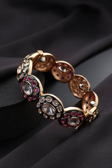 Shop_Swabhimann_Multi Color Multicolour Polki Kada _at_Aza_Fashions