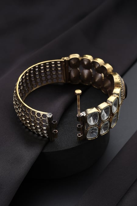 Swabhimann_Red Polki Kada _Online_at_Aza_Fashions