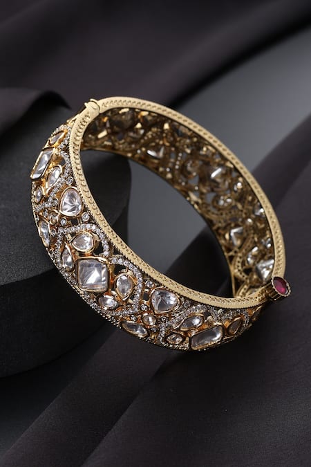 Shop_Swabhimann_Gold Plated Polki Kada _at_Aza_Fashions