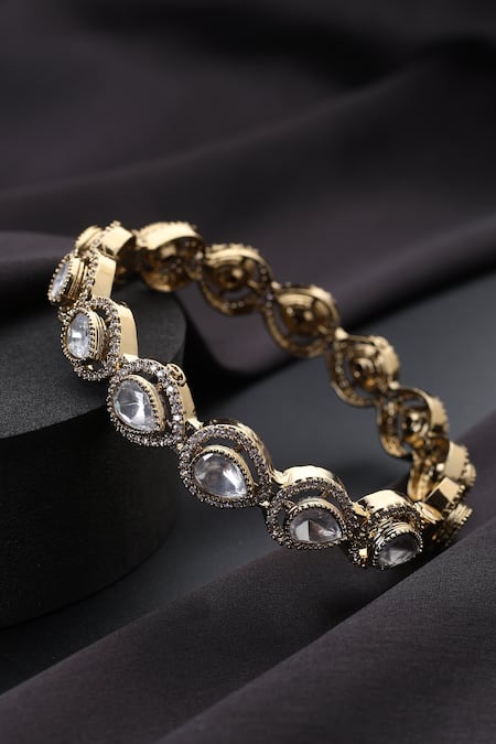 Shop_Swabhimann_Gold Plated Polki Kada _at_Aza_Fashions