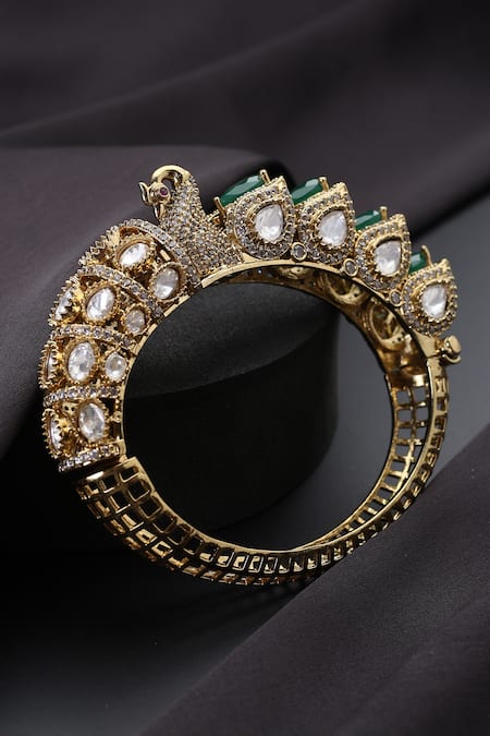 Shop_Swabhimann_Green Polki Kada _at_Aza_Fashions